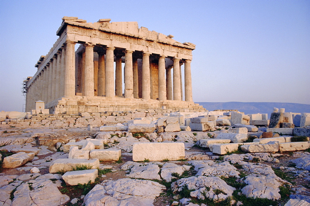 The Parthenon at sunset, UNESCO World Heritage Site, Athens, Greece, Europe