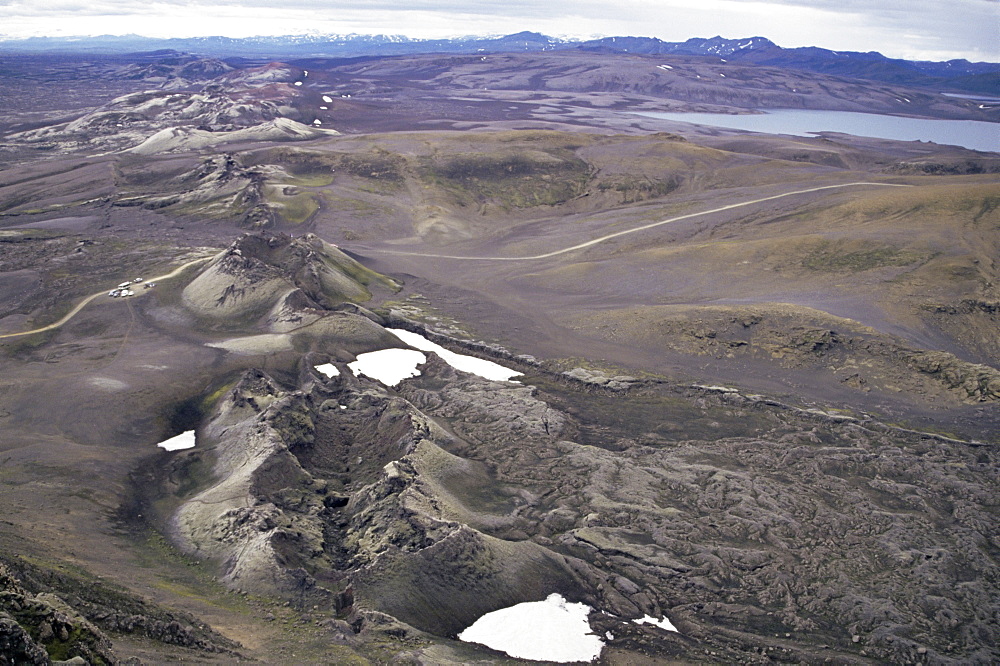 Fissure vent with spatter cones, Laki Volcano, Iceland, Polar Regions