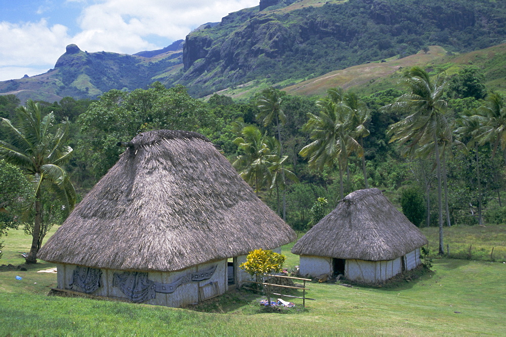 Traditional houses, bures, in the last old-style village, Navala, Viti Levu island, Fiji, South Pacific islands, Pacific