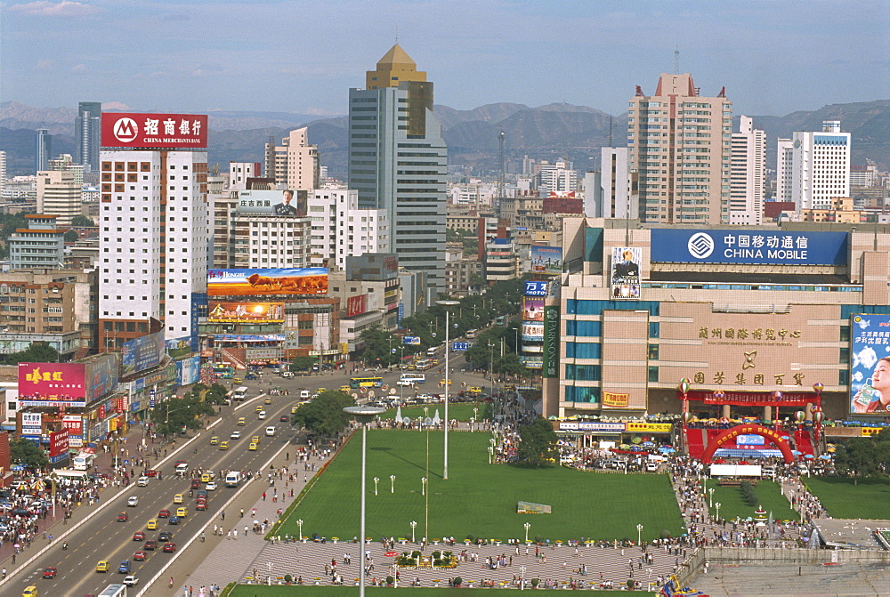 Around Dongfanghong Square, new high-rise buildings, Lanzhou city, China, Asia