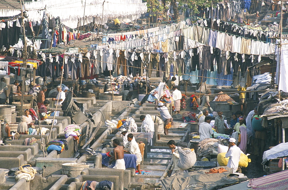 Municipal laundry, Mahalaxmi dhobi ghat, Mumbai (Bombay), India, Asia