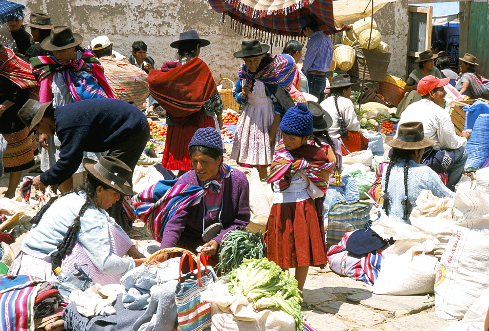 Sunday market at Tarabuco, near Sucre, Bolivia, South America