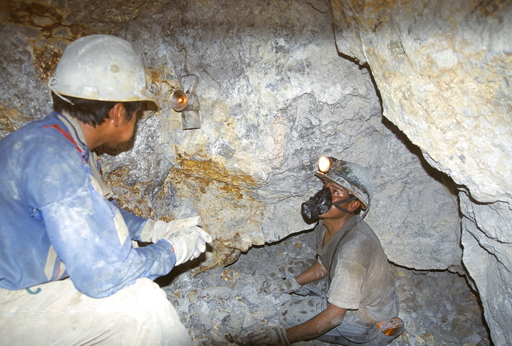 Mine in Cerro Rico, richest hill on earth, hand mining of silver and zinc today, Potosi, Bolivia, South America