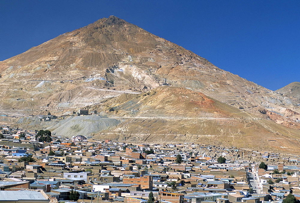 Cerro Rico, richest hill on earth, historical site of major silver mining, Potosi, Bolivia, South America