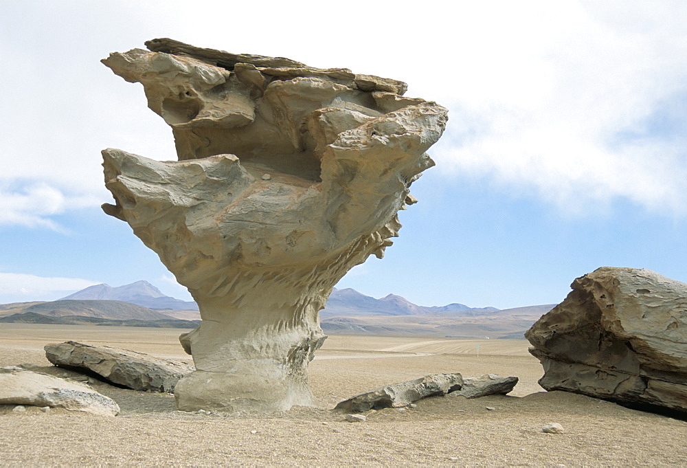 Arbol de Piedra, wind eroded rock near Laguna Colorada, Southwest Highlands, Bolivia, South America