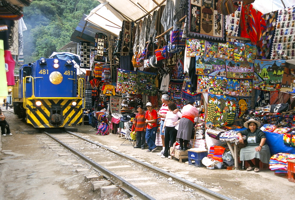 Aguas Calientes, tourist town below Inca ruins, built round railway, Machu Picchu, Peru, South America