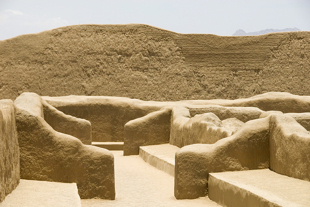 Restored ruins of Chan Chan, the Chimu capital of 1300AD, UNESCO World Heritage Site, near Trujillo, Peru, South America