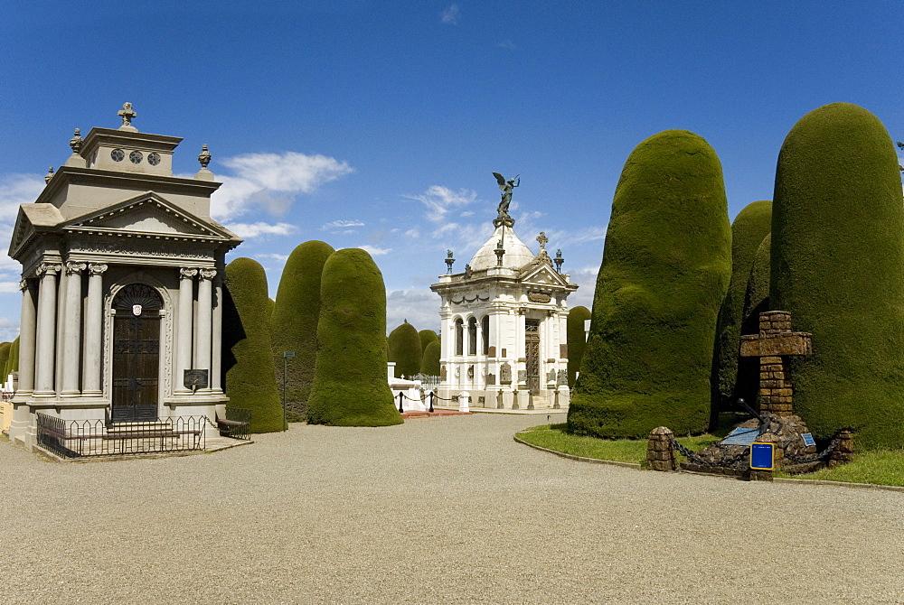 Cementario Municipal, topiary cypress trees, Punta Arenas, Patagonia, Chile, South America