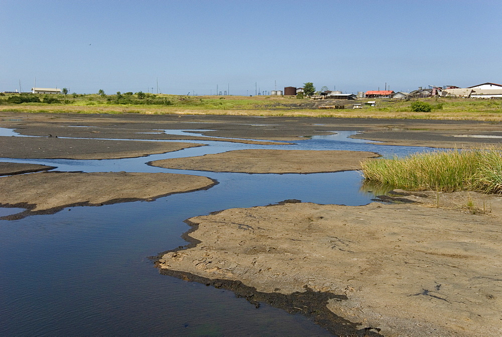 La Brea Pitch Lake, natural lake of tar rising from below with crust that can be walked on, near San Fernando, Trinidad, West Indies, Caribbean, Central America