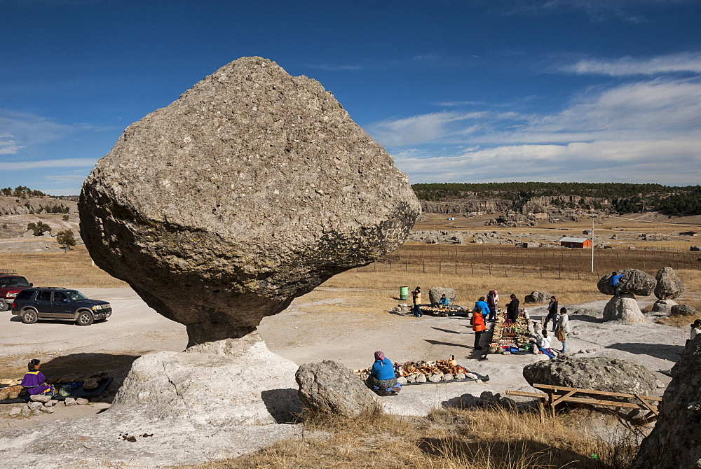 Valle de los Hongos (Mushroom Rocks) formed of volcanic ash, Creel, Chihuahua, Mexico, North America