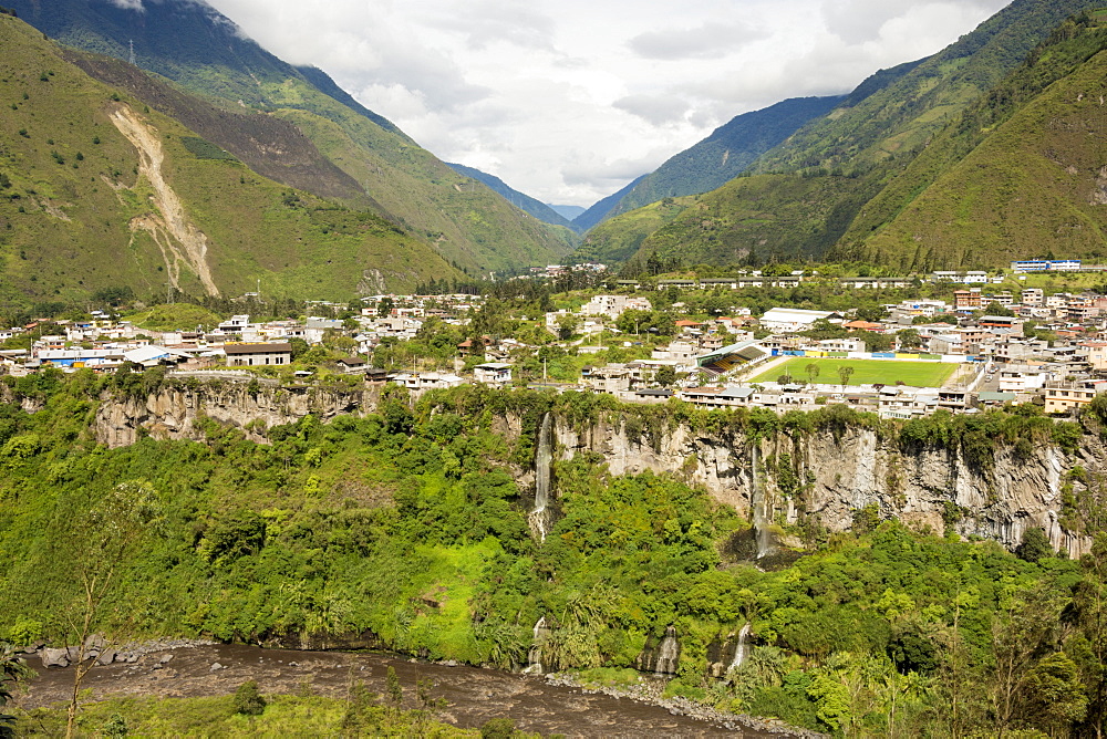 Central highlands, town of Banos, built on a lava terrace, Ecuador, South America