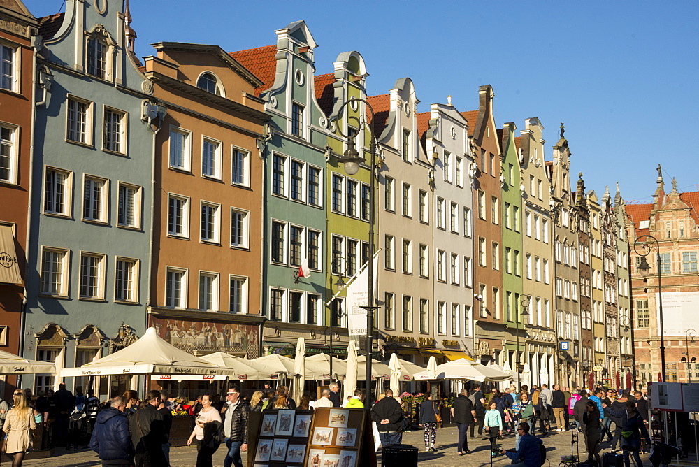 Restored buildings, Dluga Targ (main square), Gdansk, Poland, Europe