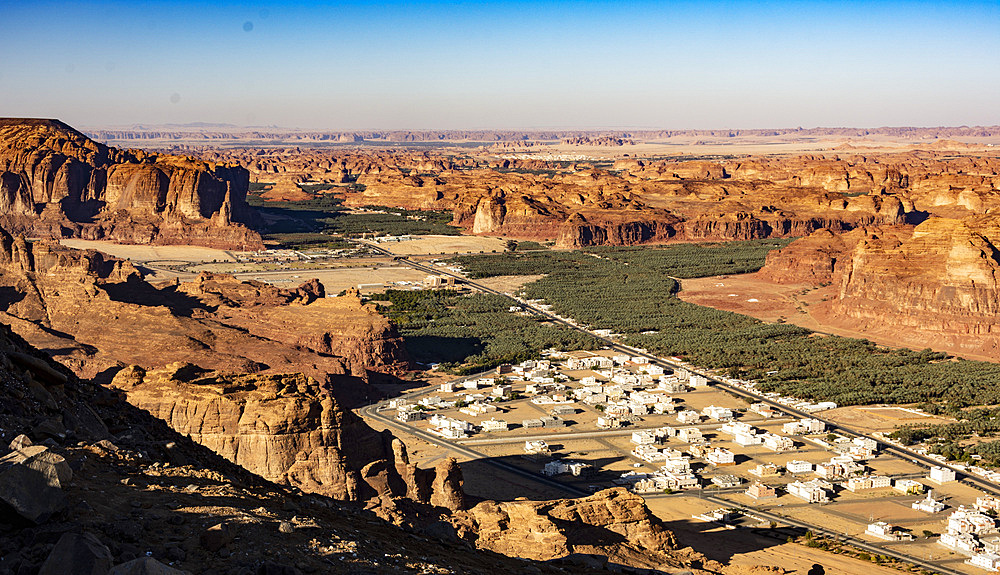 Al Ula, seen from Harrate viewpoint, North West Saudi Arabia, Middle East