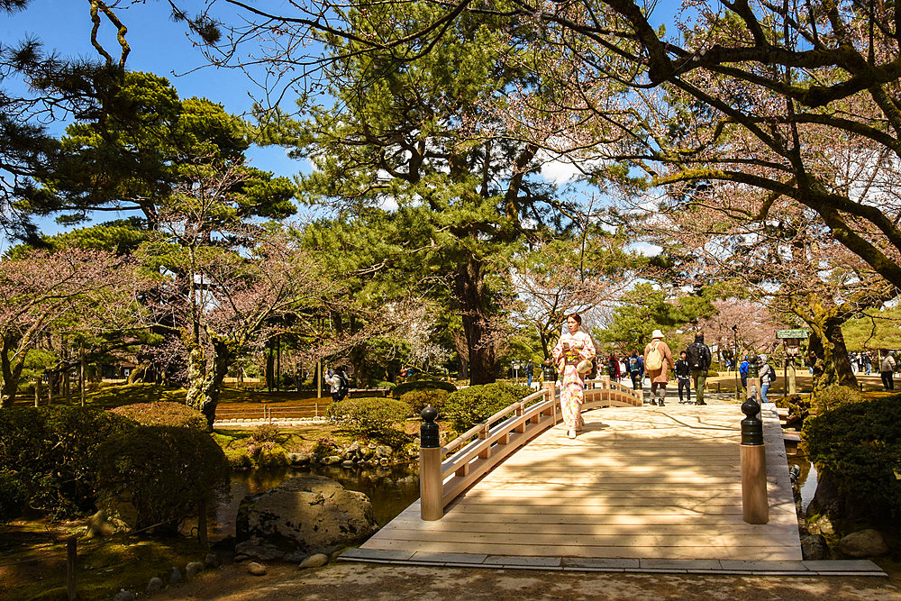 Kenroku-en Garden in the city of Kanazawa, Honshu, Japan; one of the Three Great Gardens of Japan