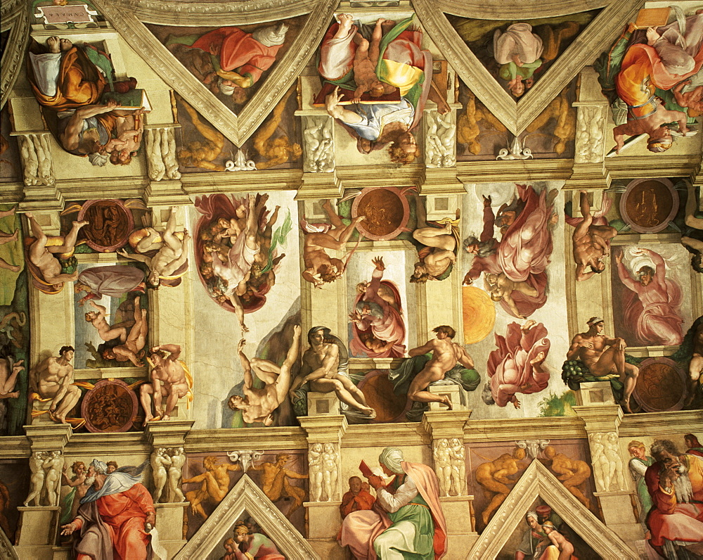 Ceiling of the Sistine Chapel, The Vatican, Rome, Lazio, Italy, Europe