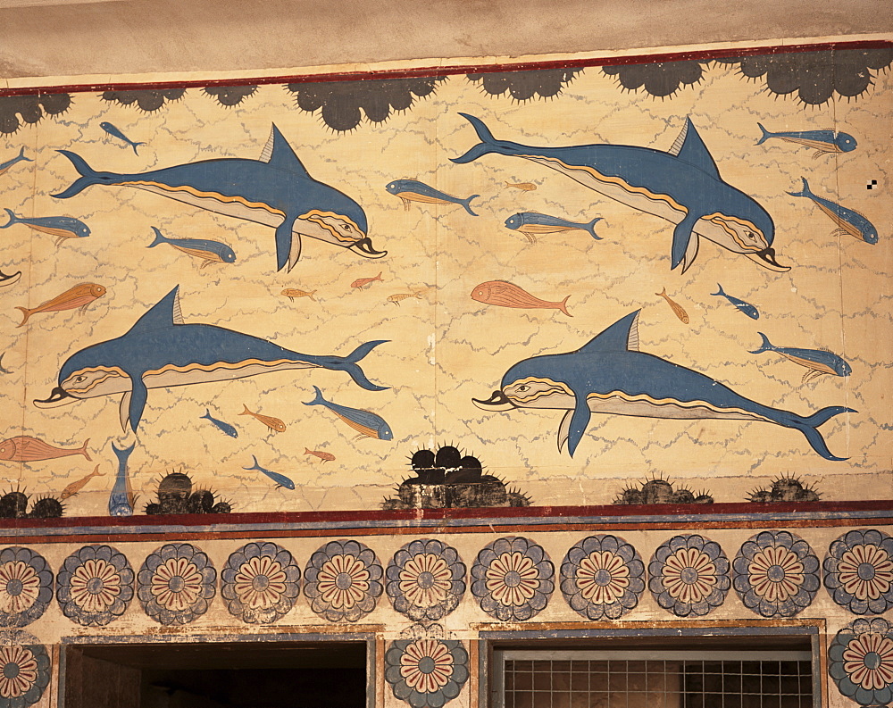 Dolphins, Knossos, Crete, Greek Islands, Greece, Europe