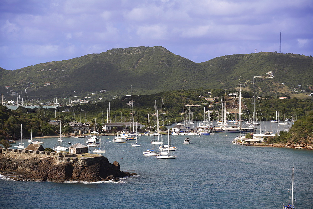 English Harbour, with Fort Berkeley and Nelson's Dockyard. Antigua, Leeward Islands, West Indies, Caribbean, Central America