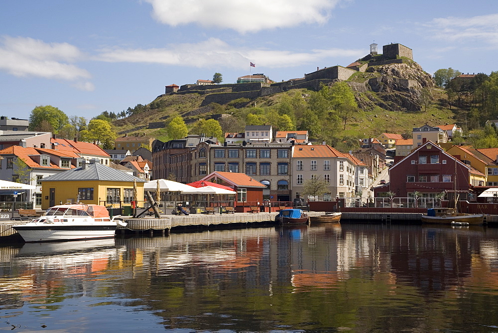 Harbour and Fredriksten Fort, Halden, Ostfold, Norway, Scandinavia, Europe