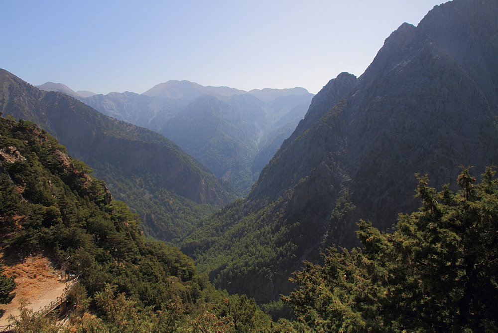 Samaria Gorge from lookout, Crete, Greek Islands, Greece, Europe 