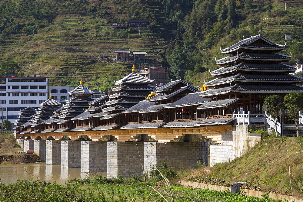 Bridge at Longsheng, Guangxi, China, Asia 