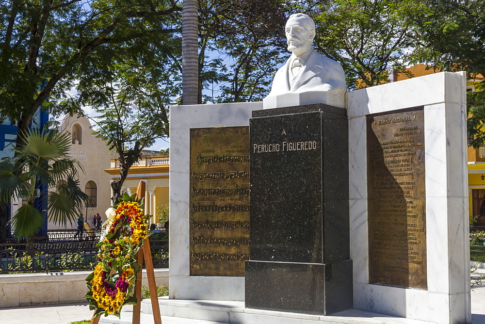 Memorial to Perucho Figueredo, 1818-1870, composer of Cuban National Anthem, Bayamo, Cuba, West Indies, Caribbean, Central America