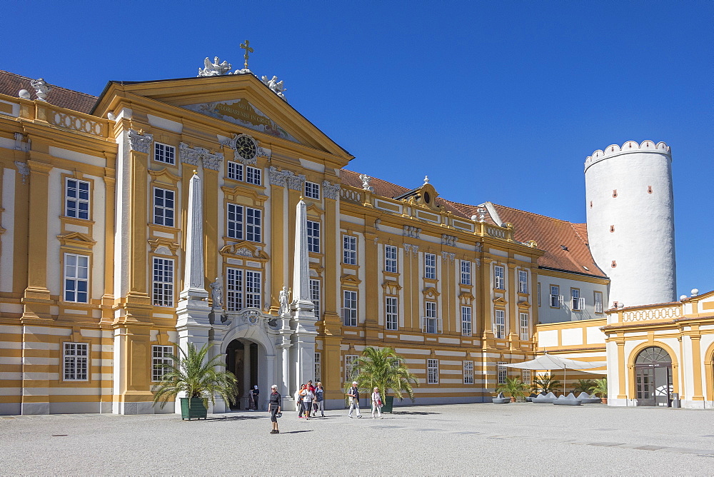 Entrance to Abbey, Melk, UNESCO World Heritage Site, Lower Austria, Austria, Europe