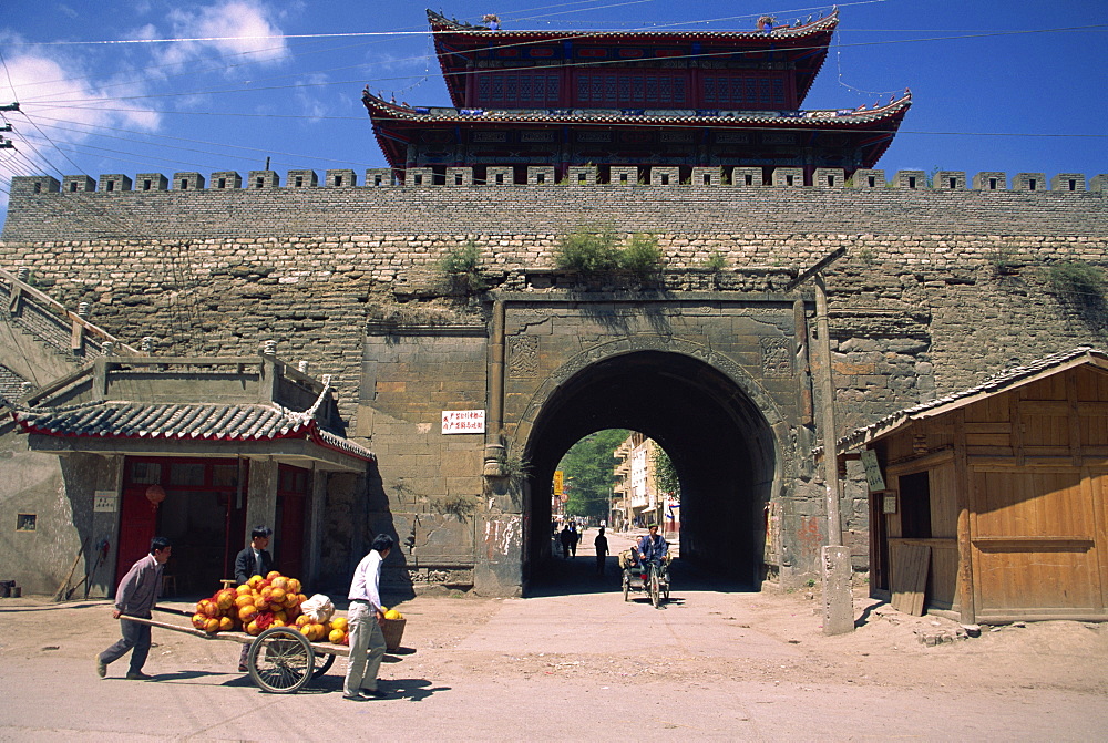 Handcart beside the City Wall of Songpan in Sichuan Province, China, Asia