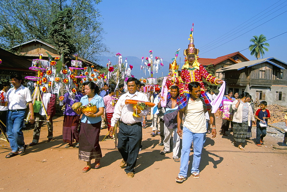 Novice monk ceremony, Maung Sing, Laos, Indochina, Southeast Asia, Asia