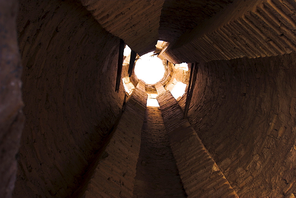 Looking up inside the 65 metre tall 12th Century Minaret of Jam, UNESCO World Heritage Site, Ghor (Ghur) (Ghowr) Province, Afghanistan, Asia