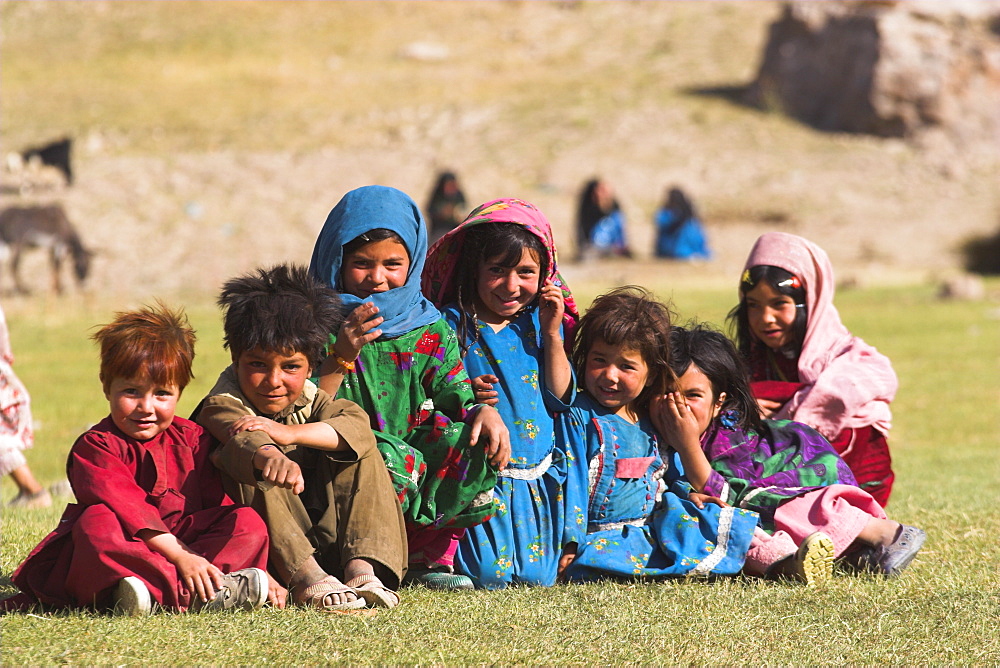 Aimaq children, Aimaq nomad camp, Pal-Kotal-i-Guk, between Chakhcharan and Jam, Afghanistan, Asia