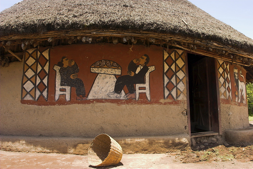 Painted houses of the Alaba peoples near Kulito, Ethiopia, Africa