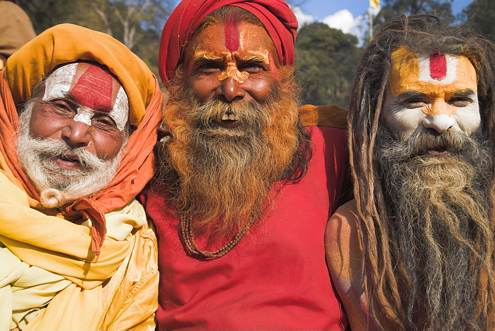 Sadhus (holy men), Shivaratri festival, Pashupatinath Temple, Kathmandu, Nepal, Asia