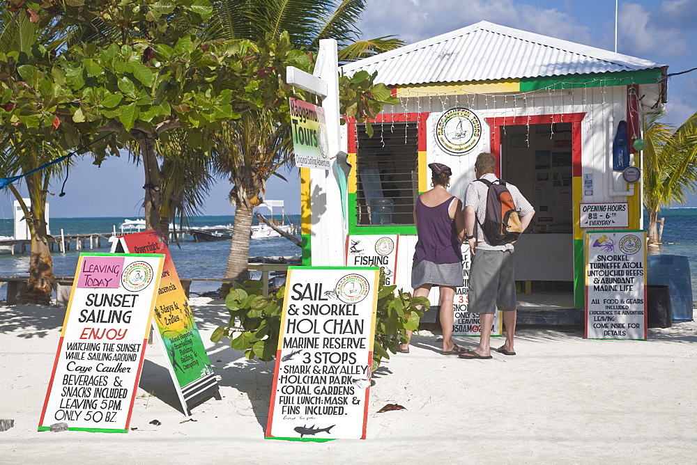 Raggamuffin Tours office on beach, Caye Caulker, Belize, Central America