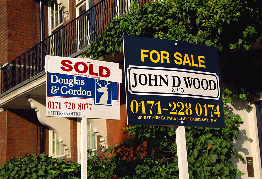 For Sale and Sold signs, London, England, United Kingdom, Europe