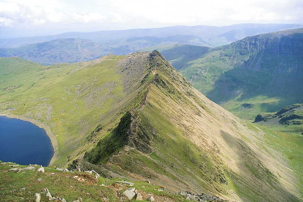 Striding Edge, Helvellyn, Lake District National Park, Cumbria, England, United Kingdom, Europe