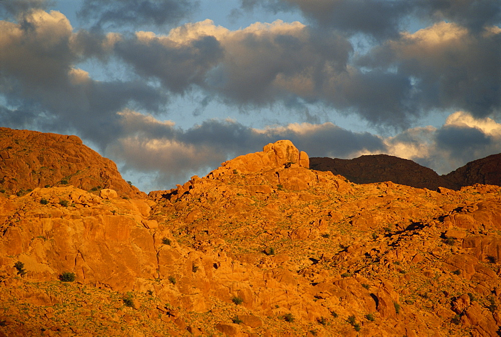 Dusk light on mountains, Tafraoute, Morocco, North Africa, Africa