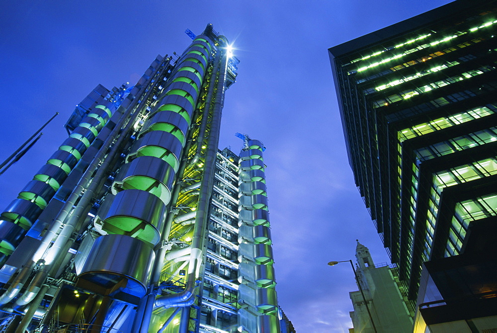 Lloyds Building at night, City of London, London, England, UK, Europe