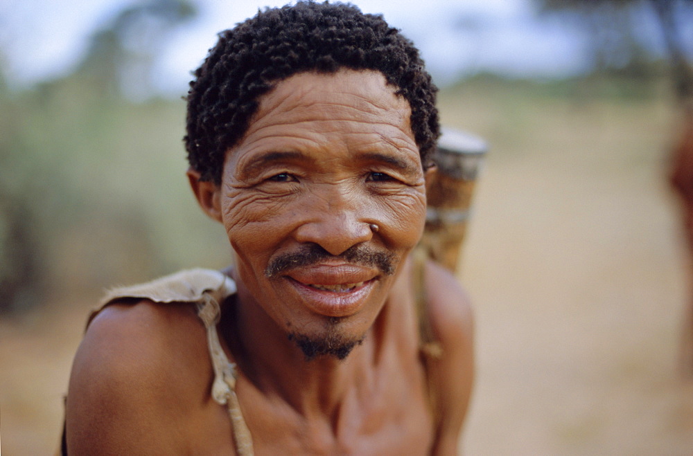 Portrait of a Bushman, Intu Afrika game reserve, Namibia, Africa