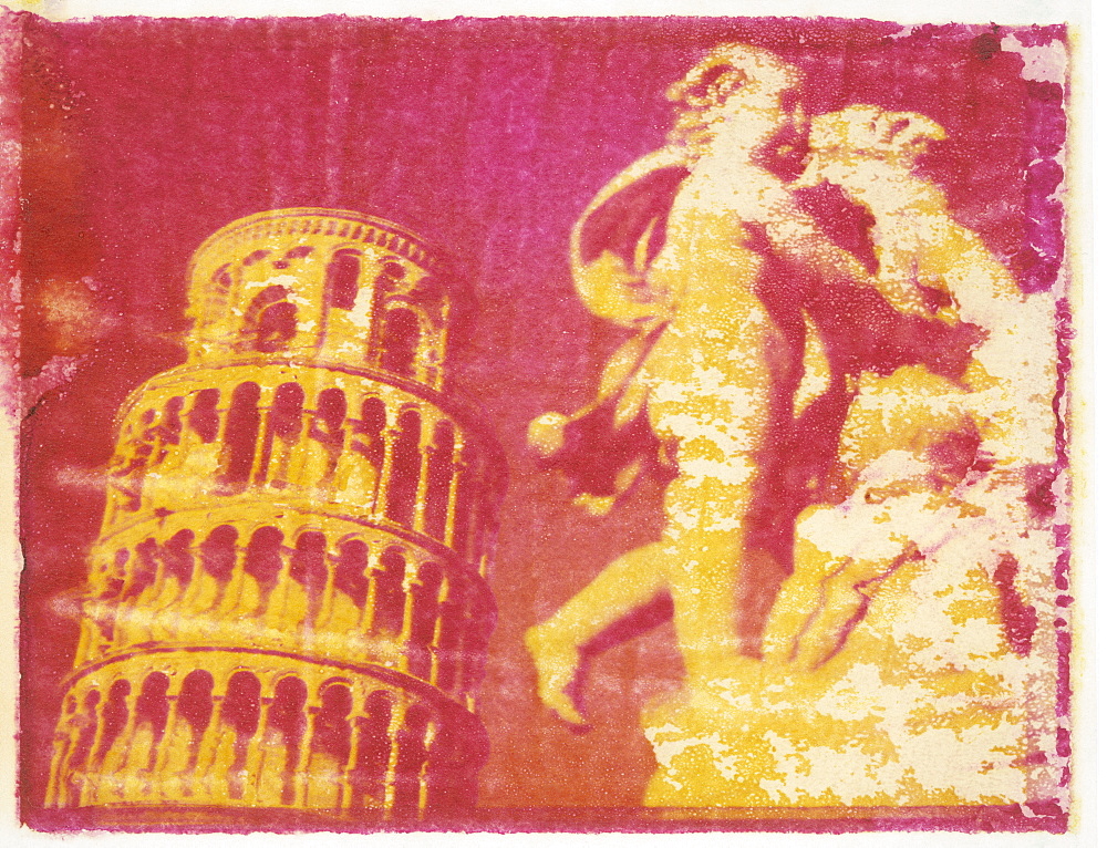 Polaroid Image Transfer of Leaning Tower of Pisa, Pisa,Tuscany, Italy, Europe