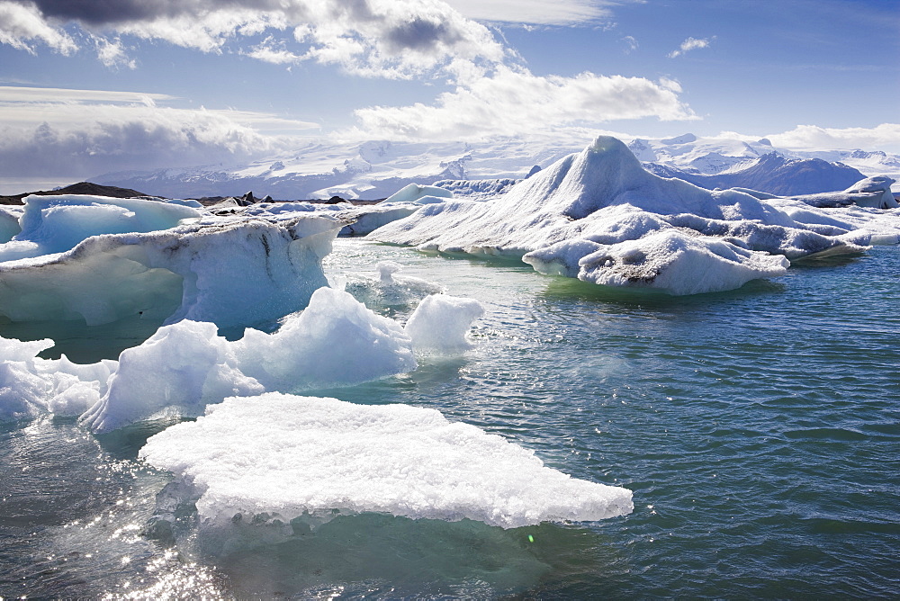 Icebergs in glacial lagoon at Jokulsarlon, Iceland, Polar Regions