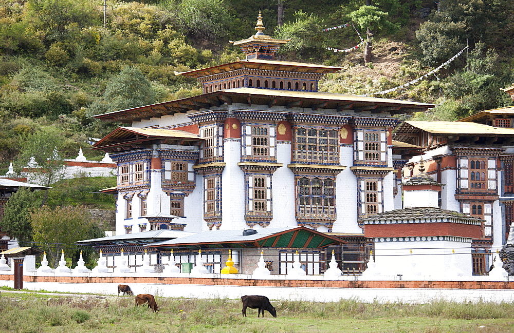 Temple of Kurjey Lhakhang near Jakar, Bumthang, Bhutan, Asia