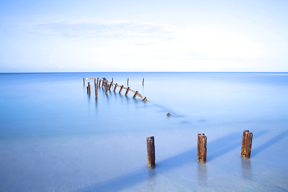 Old jetty in the Caribbean Sea, early morning, Playa Ancon, Trinidad, Cuba, West Indies, Central America 