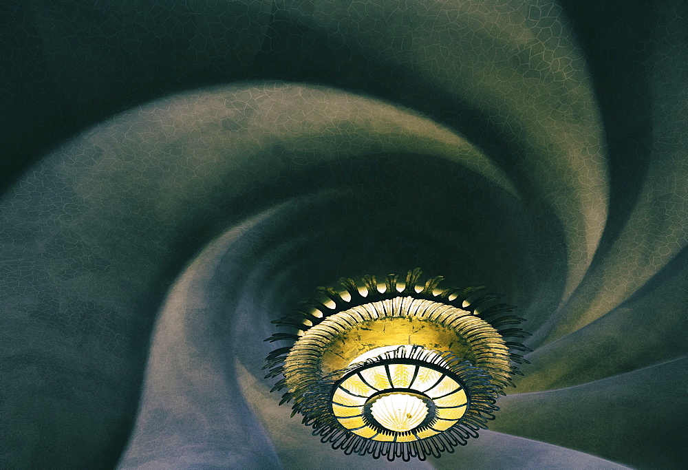 Light and ceiling inside Casa Batllo, one of Gaudi's buildings, UNESCO World Heritage Site, Barcelona, Catalonia, Spain, Europe