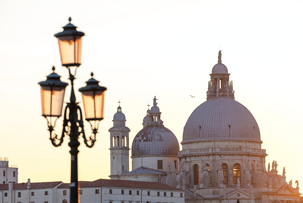 Domes of Santa Maria Della Salute at sunset, Venice, UNESCO World Heritage Site, Veneto, Italy, Europe