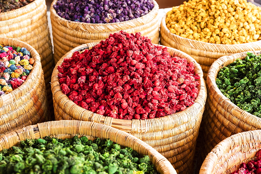 Pot pourri in spice market (Rahba Kedima Square) in the souks of Marrakech, Morocco, North Africa, Africa