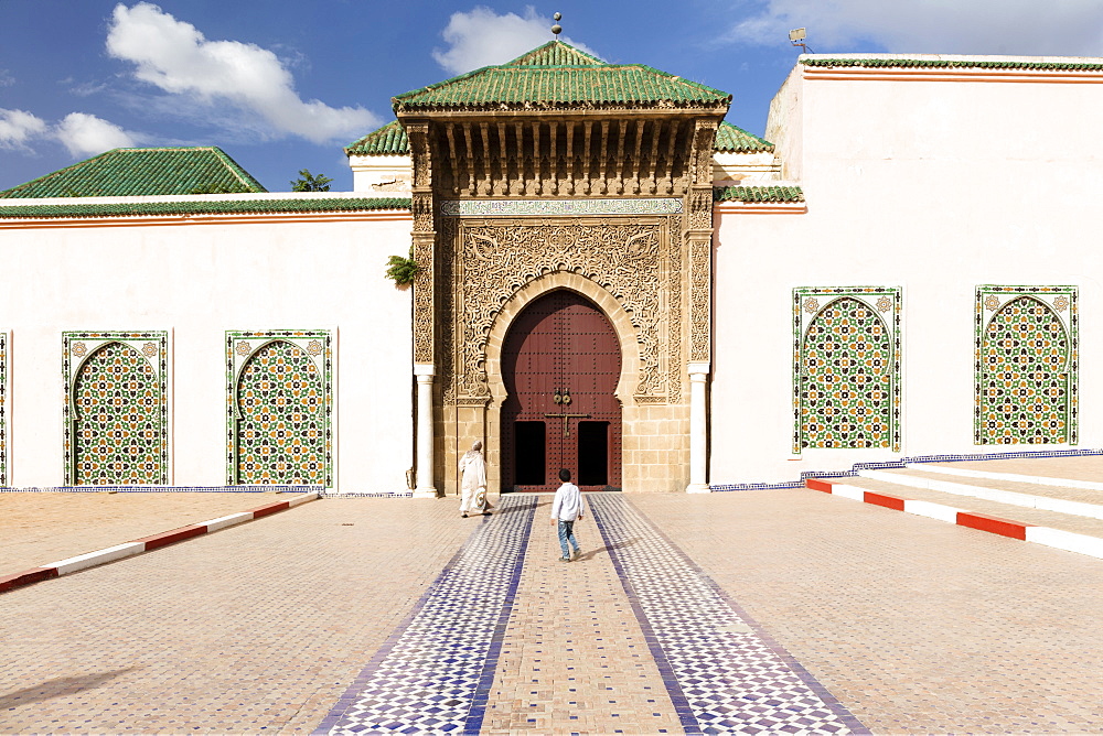 Exterior of the Mausoleum of Moulay Ismail, Meknes, Morocco, North Africa, Africa