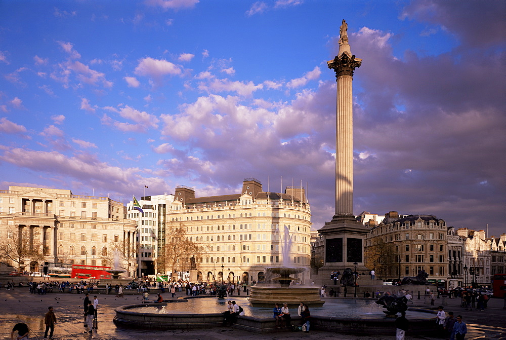 Nelson's Column and Trafalgar Square, London, England, United Kingdom, Europe