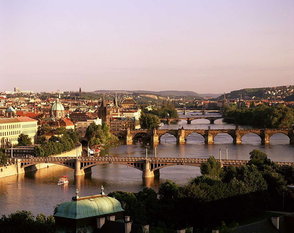 Bridges over the River Vltava, Prague, Czech Republic, Europe