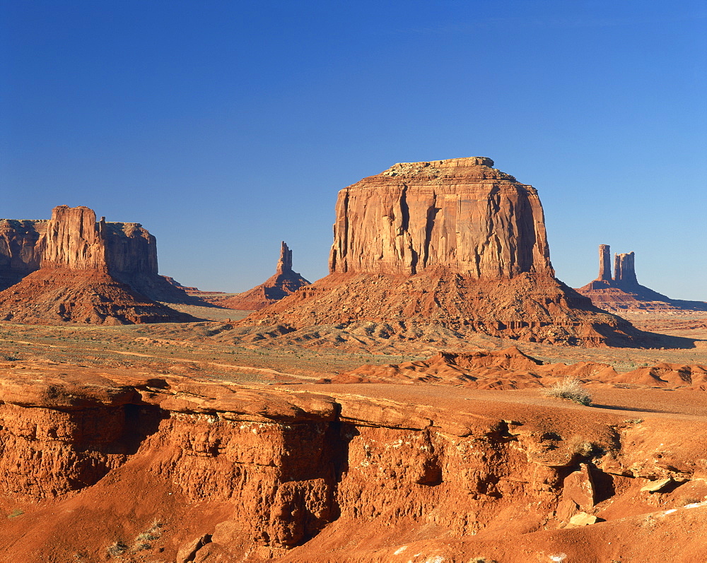 Desert landscape with rock formations in Monument Valley, Arizona, United States of America, North America