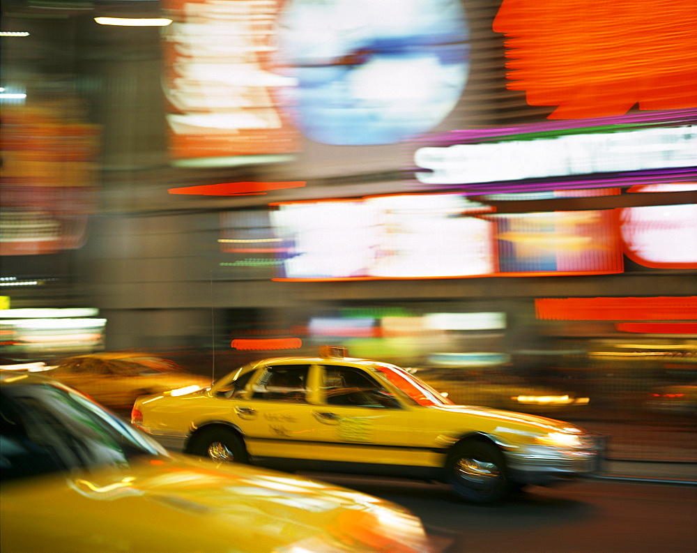 Cabs in Times Square, New York City, New York State, United States of America, North America